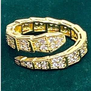 1 LEFT! Snake Bone Ring Adjustable Bulgari Bvlgari l Serpenti 14k Gold Plate N2